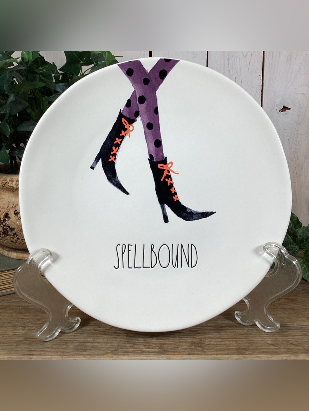 Rae Dunn SPELLBOUND Halloween Witch’s Feet 11” Ceramic Plate